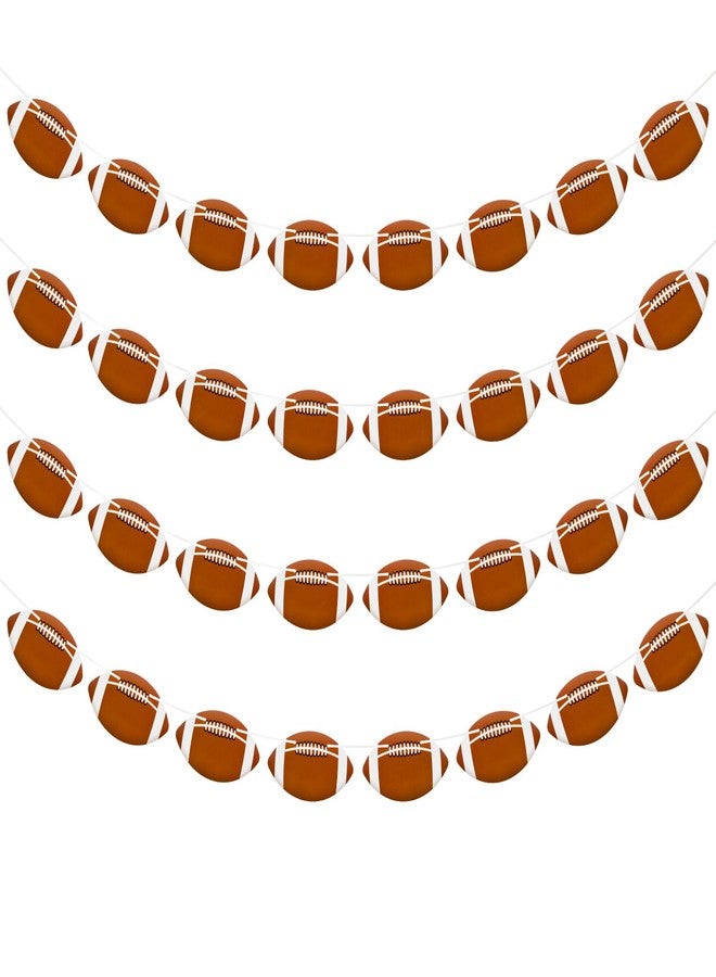 KINYFY 4 Pcs Football Banners, Football Hanging Flag Banners, Ball Garland Banner for Football-Themed Party, Sports, Birthday Decorations (Brown) - Image 1